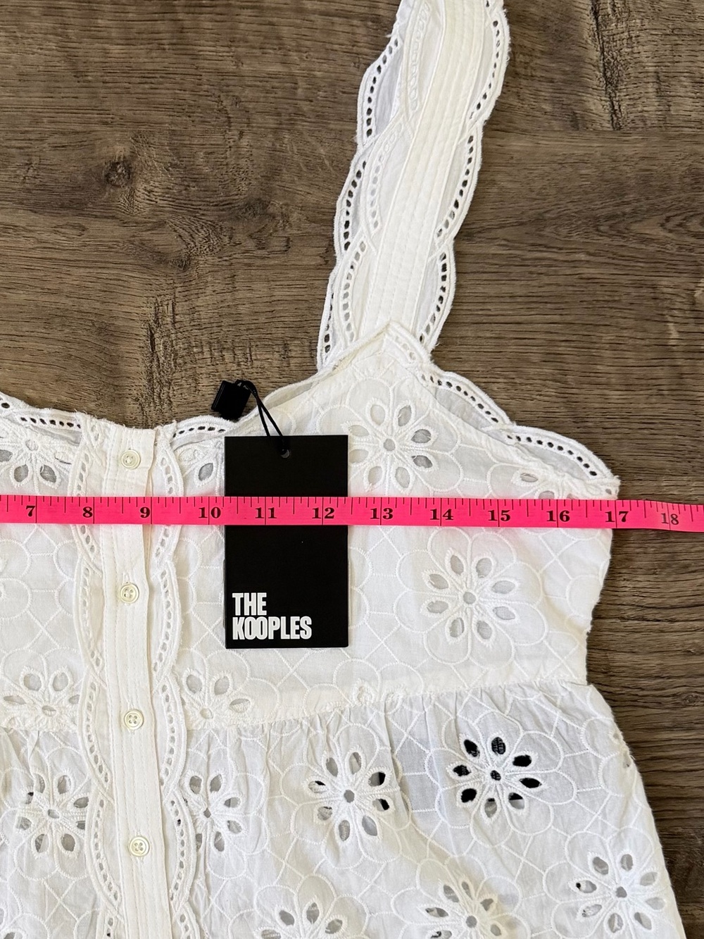 The Kooples White Floral Eyelet Embroidered Babydoll Peplum Top Size FR 2 US M - Picture 6 of 9